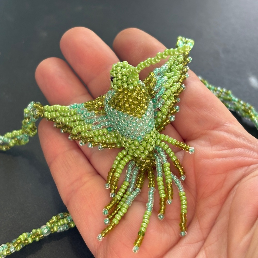 All beaded hummingbird necklace. Native American made. - Picture 2 of 7